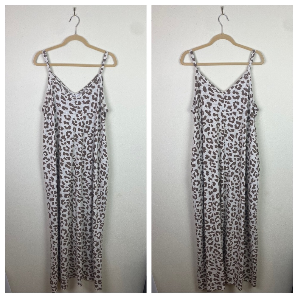 Zenana | Heathered Gray Leopard Print Sleeveless Maxi Dress 1X